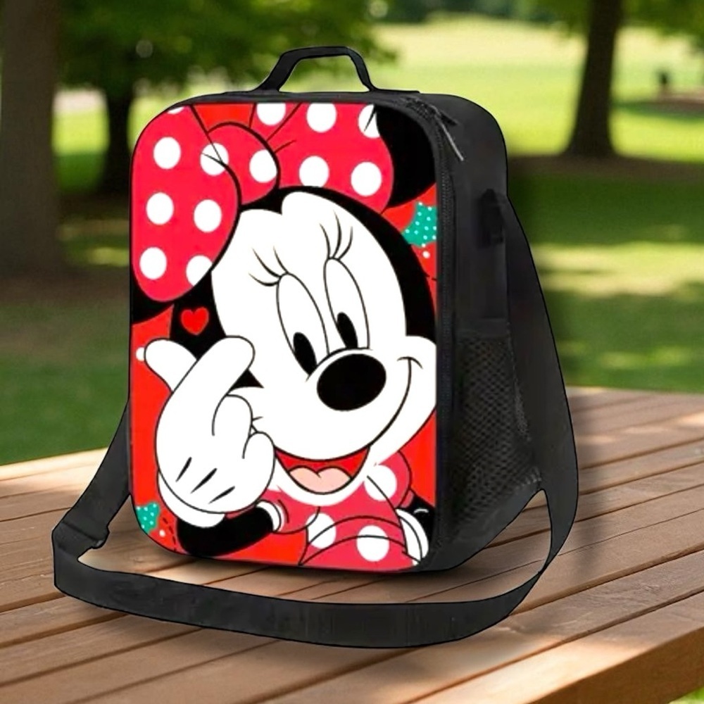 Disney’s Minnie Mouse Lunch Bag Insulated Polka Dot Red Black Meal Bag Tote NEW - Picture 16 of 16